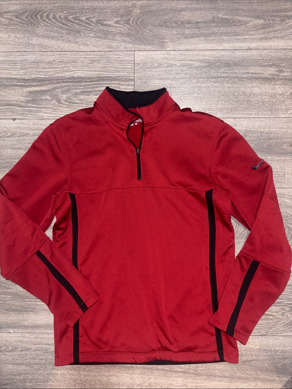 Nike Men’s Red Quarter-Zip Performance Jacket with Black Accents